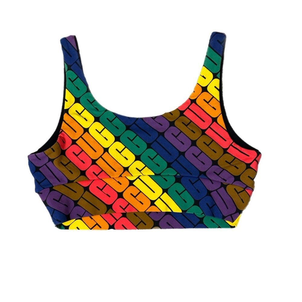 NWT Authentic Ugg logo Pride Rainbow Sports Bra crop top, size med - Picture 3 of 7